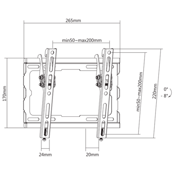 Кронштейн ТВ Kivi BASIC-22T Черный VESA 200 x 200 мм photo 7