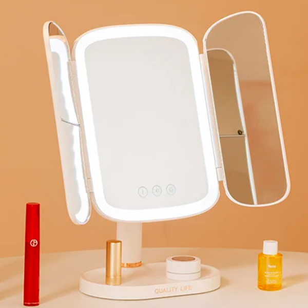 Oglindă de machiaj LED Mirror QW-M71 Auriu White  photo 5