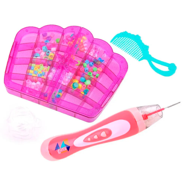 Set de creație Lulu Hair Beader & Jewelry Box MBK-230K Pink Pentru fetițe, 5+ photo 2