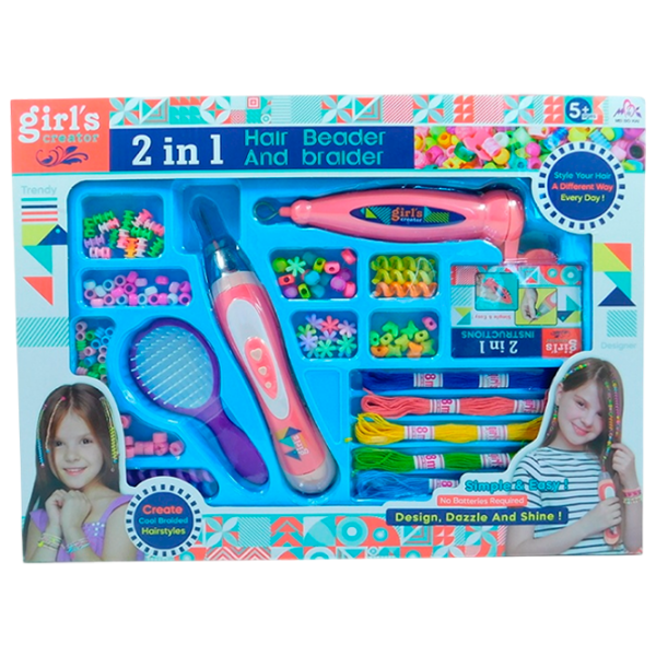 Set de creație Lulu 2 in 1 Hair Beader and Braider MBK-272K Pink Pentru fetițe, 5+ photo 1