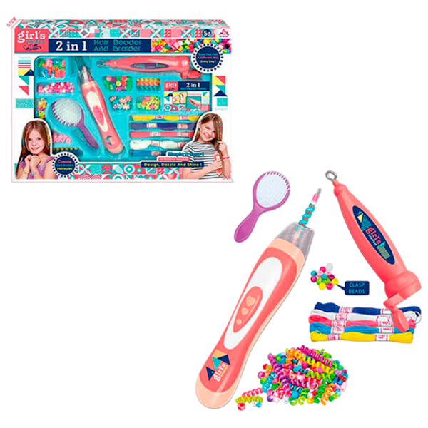 Set de creație Lulu 2 in 1 Hair Beader and Braider MBK-272K Pink Pentru fetițe, 5+ photo 3