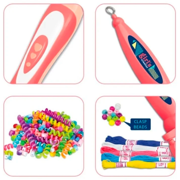 Set de creație Lulu 2 in 1 Hair Beader and Braider MBK-272K Pink Pentru fetițe, 5+ photo 4