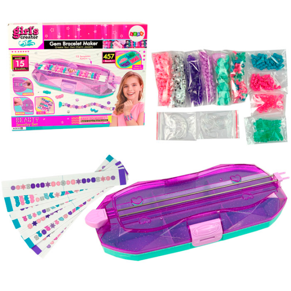 Set de creație Lulu Girl's Creator Gem Bracelet Maker MBK-389 Pink Pentru fetițe, 6+ photo 3