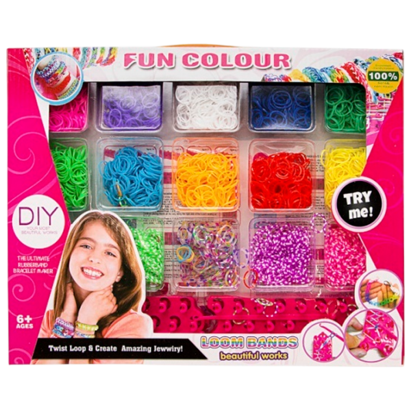 Set de creație New World Loom Bands Fun Colour 400051 Pink Pentru fetițe, 6+ photo 1