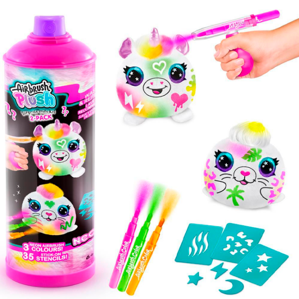 Set de creație Canal Toys Airbrush Plush Neon Mini Mystery Kit AIR023 Multicolor Pentru copii, 6+ photo 3