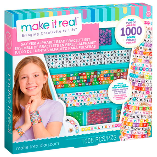 Set de creație Make It Real Alphabet Bead Bracelet Set 1742 Pink Pentru fetițe, 8+ photo 1