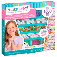 Set de creație Make It Real Alphabet Bead Bracelet Set 1742 Pink Pentru fetițe, 8+