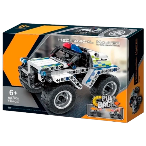 Constructor XTech Pull Back Police Car White Numărul de piese 199, 6+ photo 1