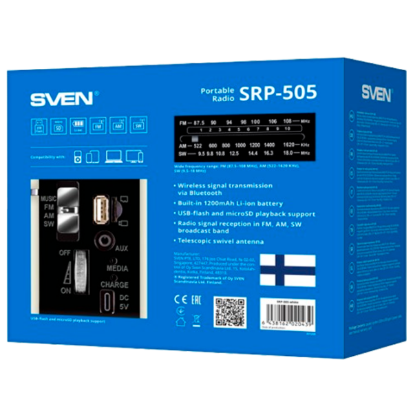 Radio portabil Sven SRP-505 White 3 W photo 7