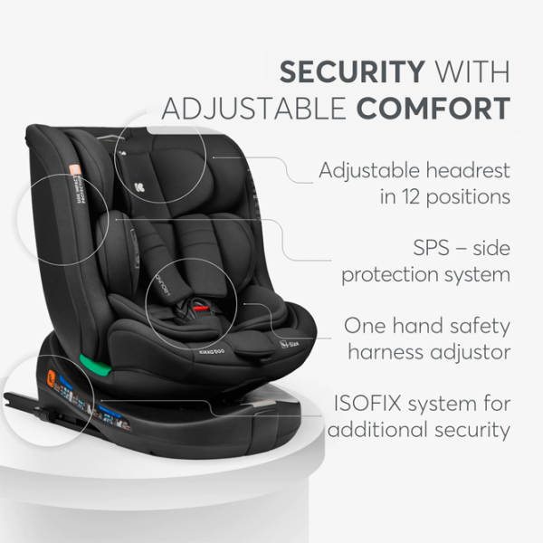 Scaun auto Kikka Boo i-Round 31002100070 Black 0 luni - 12 ani, 36 kg photo 7