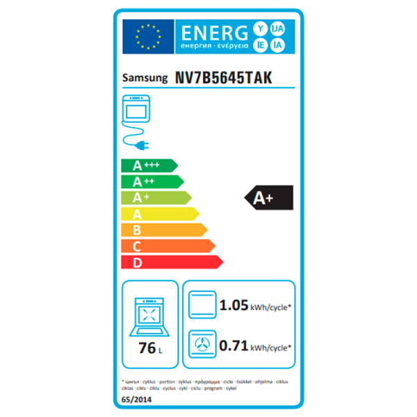 Cuptor încorporabil Samsung NV7B5645TAK/WT Black A+, 76 l photo 12