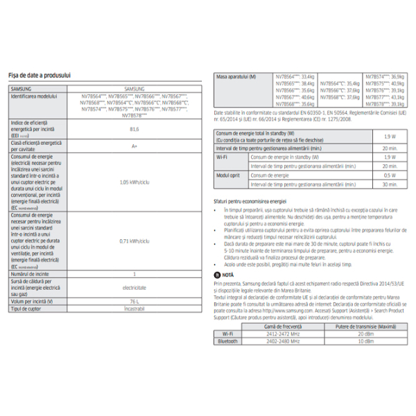 Cuptor încorporabil Samsung NV7B5745TAS/WT Silver A+, 76 l photo 11