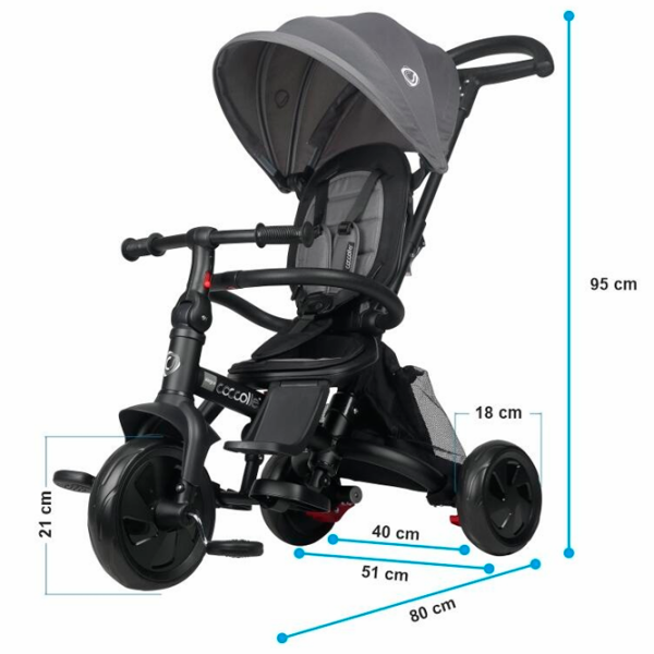 Triciclu Coccolle Alegra Gray  Metal / Pentru copii photo 10