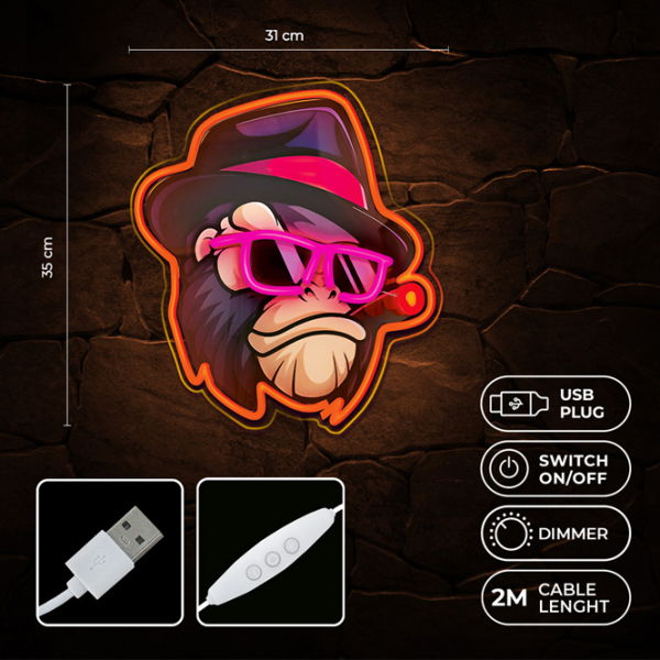 Lampă LED Forever Light Neon ART Gangsta Monkey Multicolor USB photo 4