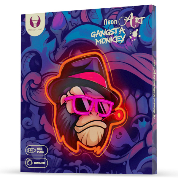 Lampă LED Forever Light Neon ART Gangsta Monkey Multicolor USB photo 8