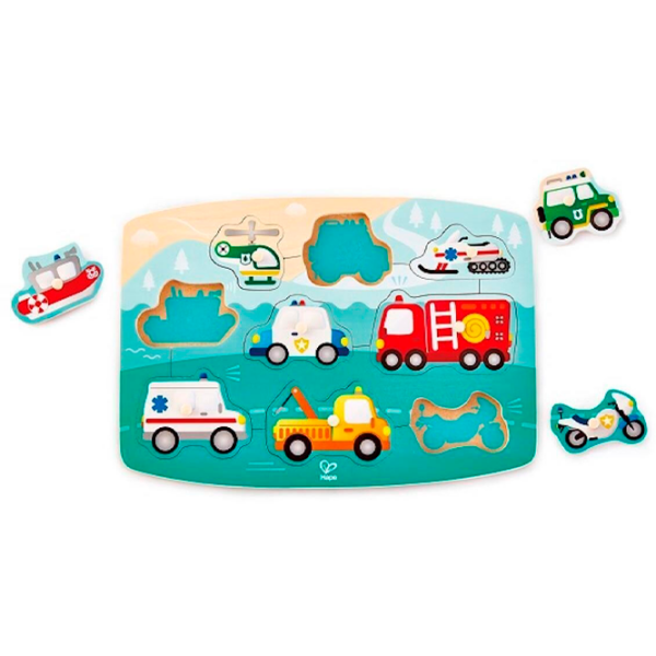 Joc educativ Hape Mașini de prim ajutor E1406 Green Pentru copii, 1+ photo 2
