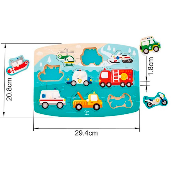 Joc educativ Hape Mașini de prim ajutor E1406 Green Pentru copii, 1+ photo 3