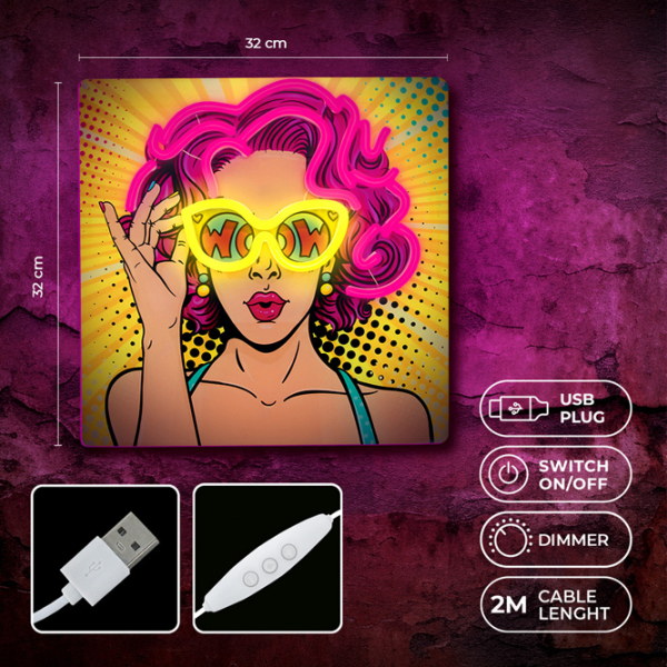Lampă LED Forever Light Neon Power Woman Yellow USB photo 5