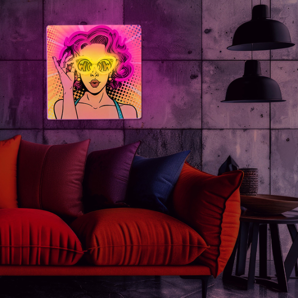 Lampă LED Forever Light Neon Power Woman Yellow USB photo 6