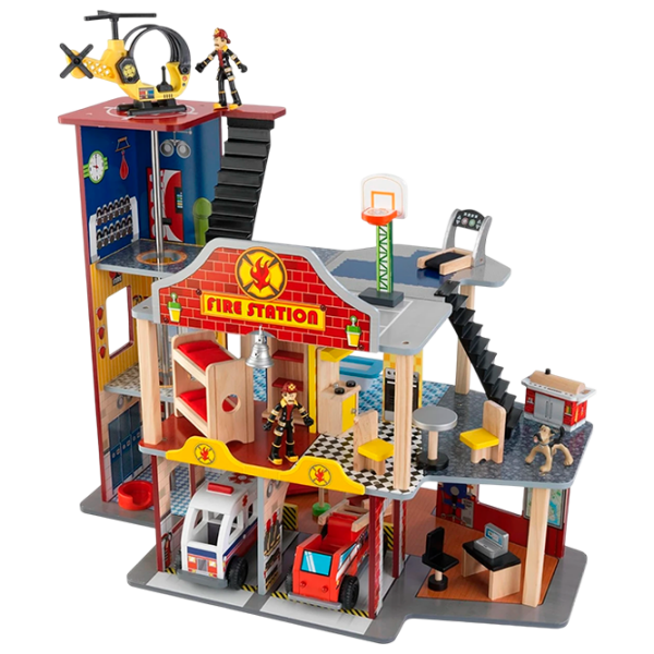 Игровой набор KidKraft Station Deluxe Fire Station 63214-MSN Красный Для детей, 3+ photo 1