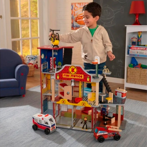 Игровой набор KidKraft Station Deluxe Fire Station 63214-MSN Красный Для детей, 3+ photo 6