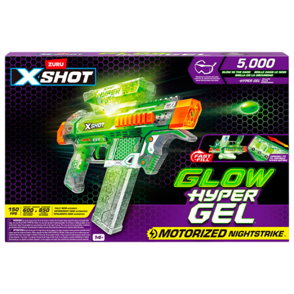Бластер Zuru X-shot Glow Hyper Gel 36782 Зеленый патронный, Гелевые шарики, 14+ photo 3