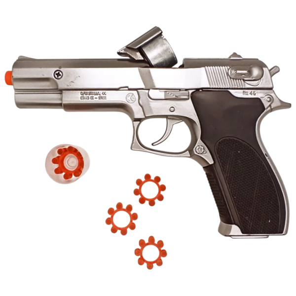 Игрушечный пистолет Gonher Police 3045/0 Серебряный патронный, пуля, 3+ photo 5
