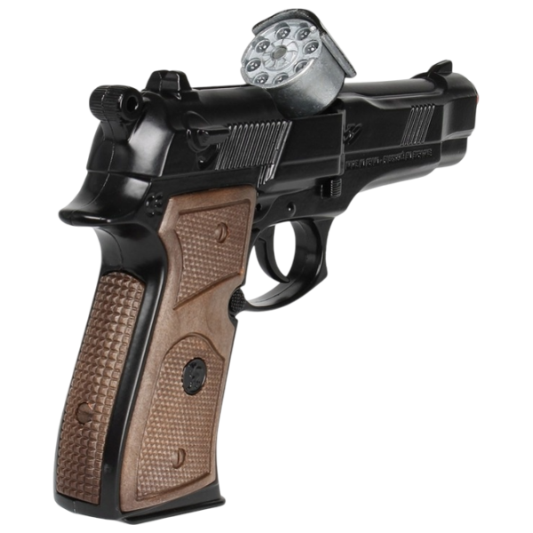Игрушечный пистолет Gonher Police 39/6 Черный патронный, пуля, 3+ photo 3