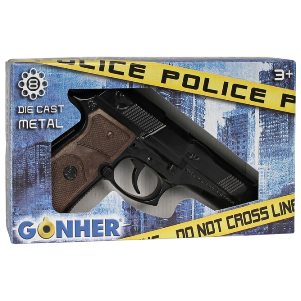 Игрушечный пистолет Gonher Police 39/6 Черный патронный, пуля, 3+ photo 5