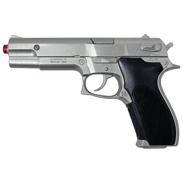 Игрушечный пистолет Gonher Police 45/0 Серебряный патронный, пуля, 3+ photo 1