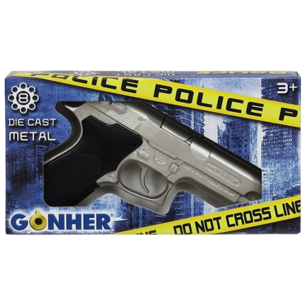 Игрушечный пистолет Gonher Police 45/0 Серебряный патронный, пуля, 3+ photo 4