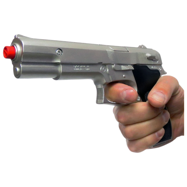 Игрушечный пистолет Gonher Police 45/0 Серебряный патронный, пуля, 3+ photo 5