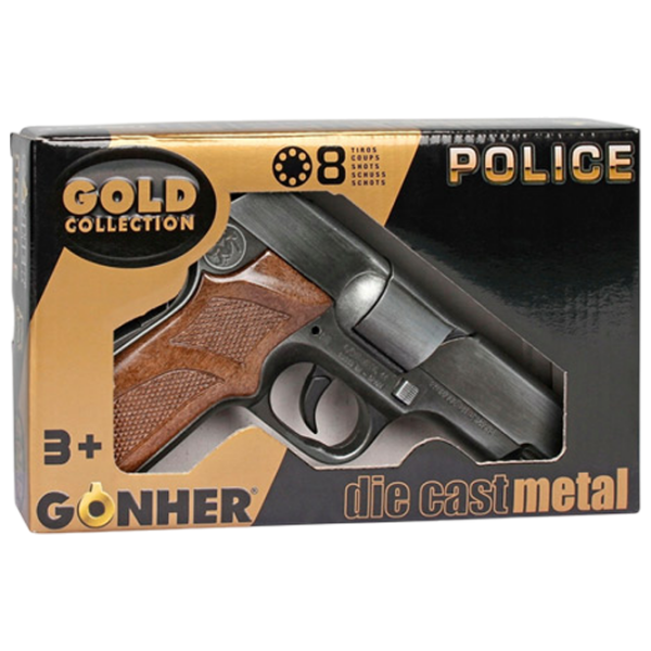 Игрушечный пистолет Gonher Police 125/1 Серебряный патронный, пуля, 3+ photo 4