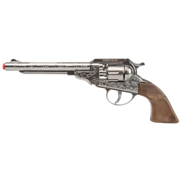 Игрушечный пистолет Gonher Cowboy 3088/0 Серебряный патронный, пуля, 3+ photo 1