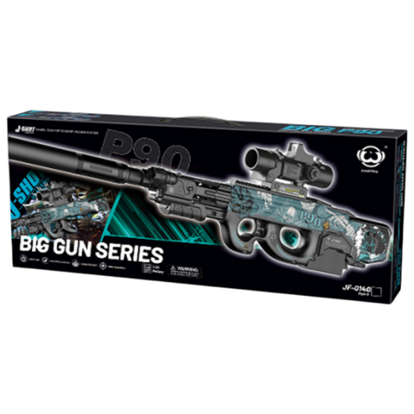 Бластер J-Shot P90 JF-014G Синий патронный, Гелевые шарики, 8+ photo 2
