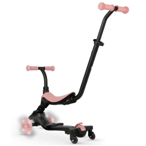 Trotinetă pentru copii cu trei roți Qplay Sema Evo (00-00942332) Coral Pink  1 an, 50 kg, Din silicon photo 5