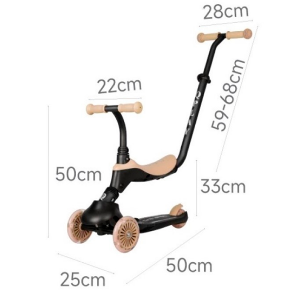 Trotinetă pentru copii cu trei roți Qplay Sema Evo (00-00942332) Coral Pink  1 an, 50 kg, Din silicon photo 7