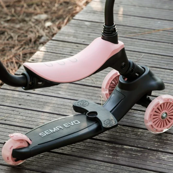 Trotinetă pentru copii cu trei roți Qplay Sema Evo (00-00942332) Coral Pink  1 an, 50 kg, Din silicon photo 8