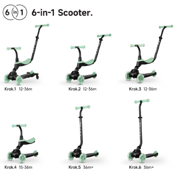 Trotinetă pentru copii cu trei roți Qplay Sema Evo (00-00942330) Jade Green 1 an, 50 kg, Din silicon photo 7
