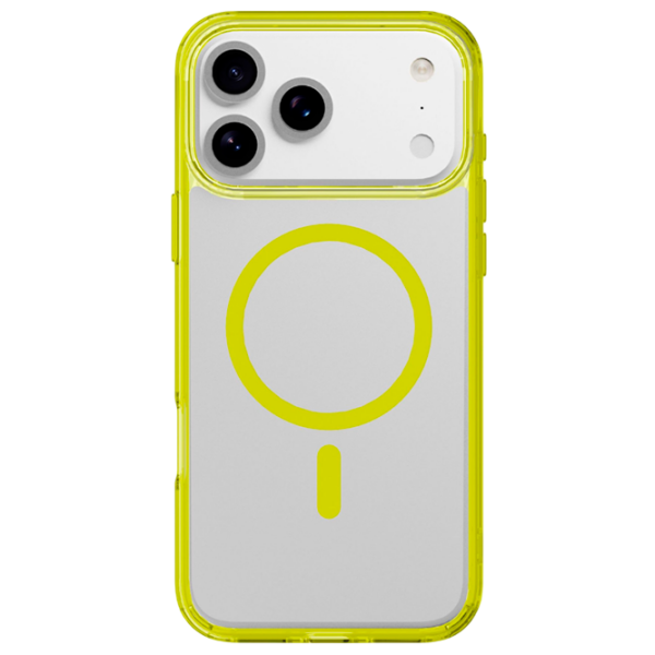Чехол для смартфона Apple iPhone 17 Pro Max (Iconic Mag) Прозрачный Лаймовый Cellularline, ТПУ, MagSafe Back
