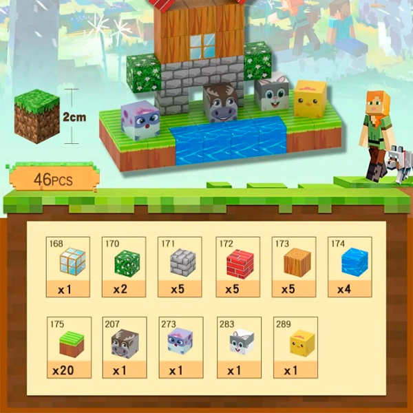 Constructor My World Magnetic Cube Building Sets Green Numărul de piese 46, 6+ photo 3