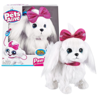 Jucărie moale Zuru Pets Alive Paw Paw Puppy 9531 White 3+