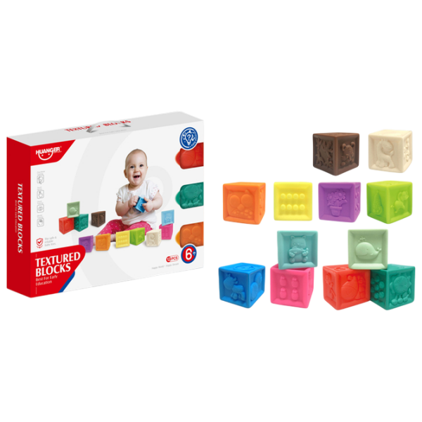 Joc educativ Huanger Textured Blocks HE0255 Multicolor 0.6+