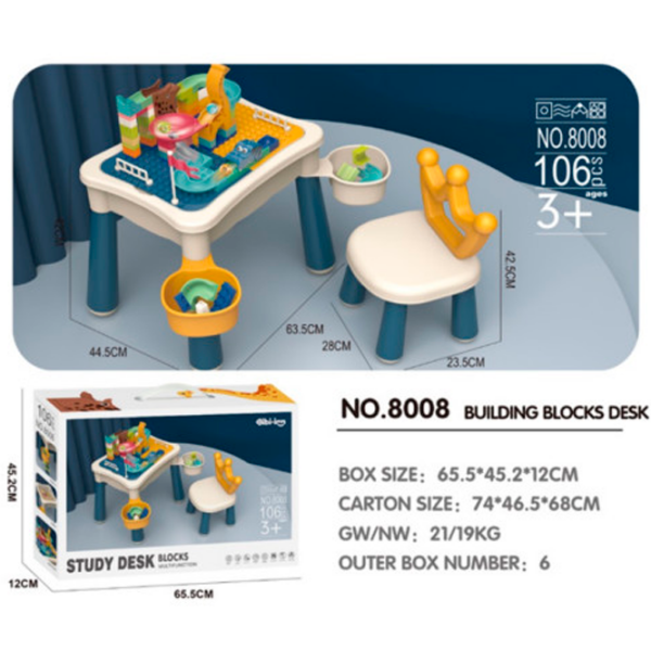Măsuță cu constructor Bibiin Toys 8008 Blue Numărul de piese 106, 3+ photo 5