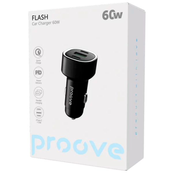 Încărcător auto Proove Flash (60 W) Black 3 A / Black photo 3