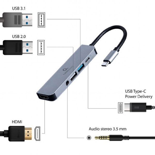 Адаптер Cablexpert A-CM-COMBO5-02 Серый USB Type-C photo 5