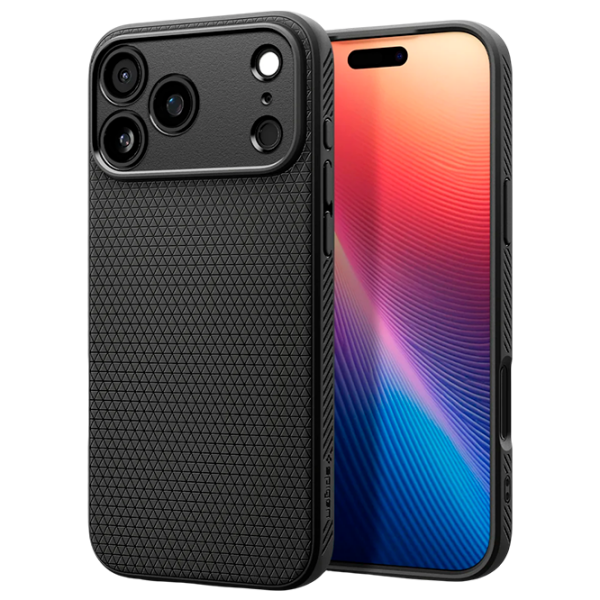 Husă pentru smartphone Apple iPhone 17 (Liquid Air) Black Black Matt Spigen, TPU, Back photo 3