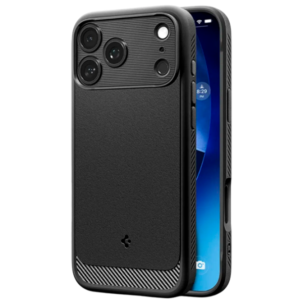 Husă pentru smartphone Apple iPhone 17 Pro (Rugged Armor) Black Black Matt Spigen, TPU, MagSafe Back photo 1
