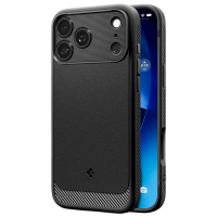 Husă pentru smartphone Apple iPhone 17 Pro (Rugged Armor) Black Black Matt Spigen, TPU, MagSafe Back