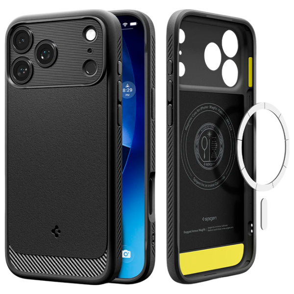 Husă pentru smartphone Apple iPhone 17 Pro Max (Rugged Armor) Black Black Matt Spigen, TPU, MagSafe Back photo 3